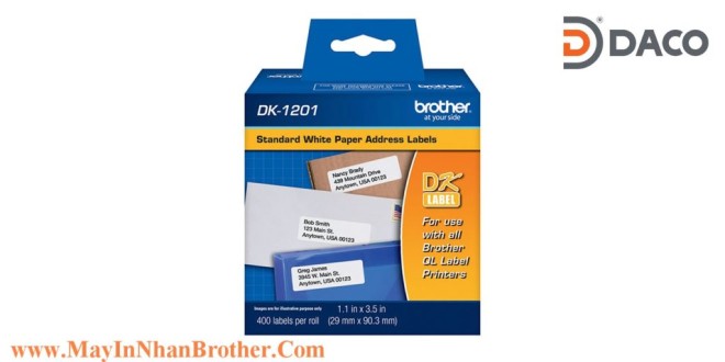 DK-1201 Nhãn giấy Brother DK1201 Nhãn Địa Chỉ  29mm x 90mm, 400 miếng, Chữ Đen, Nền Trắng