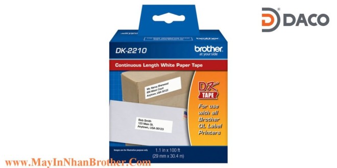 DK-2210 Nhãn giấy Brother DK2210 chữ Đen nền Trắng 29mm x 30.48m