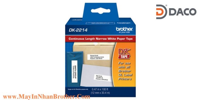 DK-2214 Nhãn giấy Brother DK2214 chữ Đen nền Trắng 12mm x 30.48m