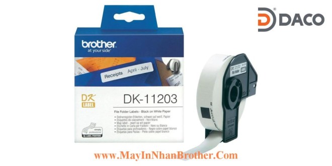 DK-11203 Nhãn giấy Brother DK11203, 17x87mm, 300 miếng, Chữ Đen Nền Trắng