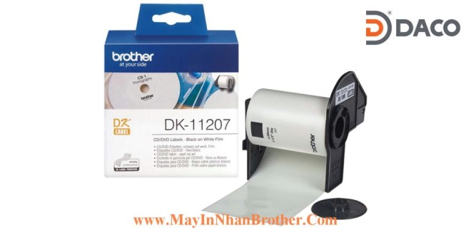 DK-11207 Nhãn giấy Brother DK11207, Tròn 58mm, 100 miếng, Chữ Đen Nền Trắng