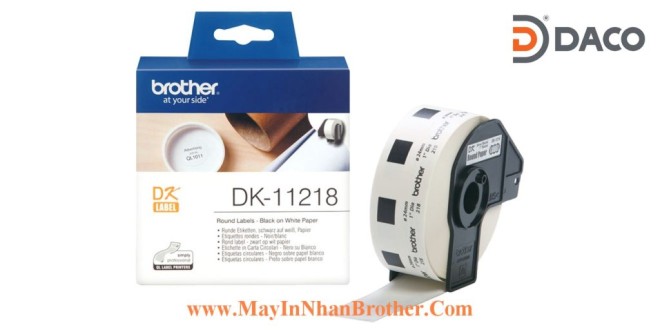DK-11218 Nhãn giấy Brother DK11218, Tròn 24mm, 1000 miếng, Chữ Đen Nền Trắng