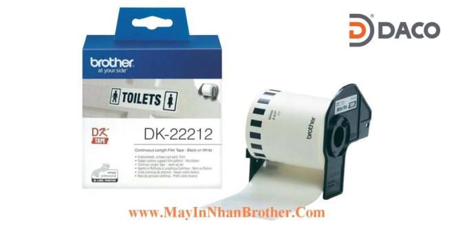 DK-22212 Nhãn giấy Brother DK22212, 62mm x 15.24m, Chữ Đen Nền Trắng