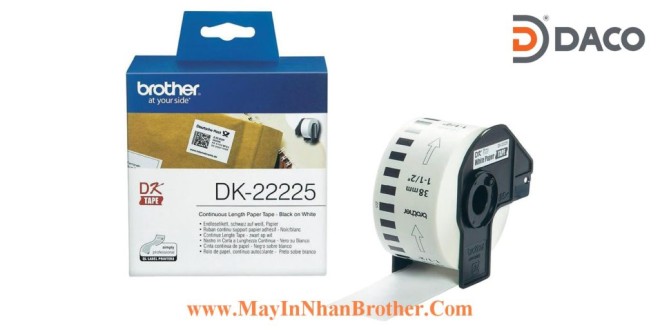 DK-22225 Nhãn giấy Brother DK22225, 38mm x 30.48m, Chữ Đen Nền Trắng